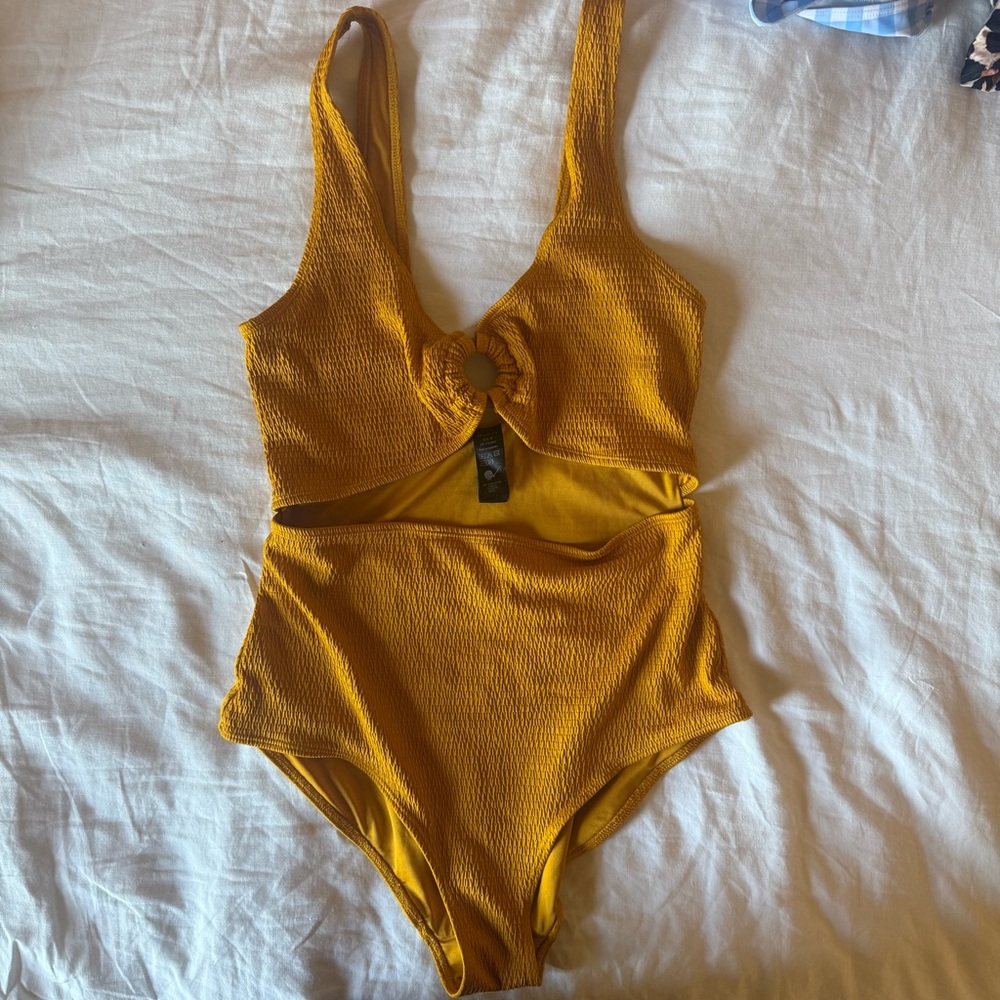 Yellow One Piece swimsuit with Cut Out
